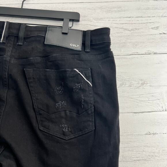 Cult of Individuality Black Distressed Slim Jeans Size 42 - Picture 3 of 12